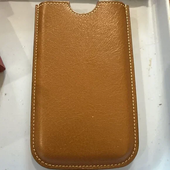 Cartier’ Les Must Caramel Goatskin Leather Phone Case With Dust Bag, Box, Cards - Picture 7 of 15